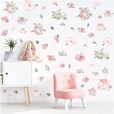 Wall sticker toarte pink flowers watercolor, wall sticker peony flowers in flowers for decoration of wedding feast of girls' bedrooms (56 pieces wall stickers colored flowers).. DIAYTAR NIGERIA combines affordability, variety, and convenience with nationwide delivery services.