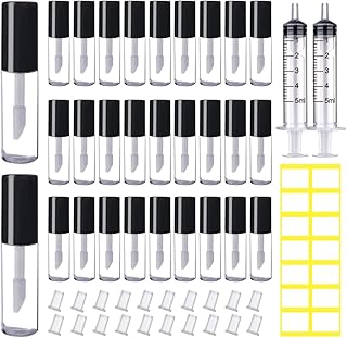 Amorex 50pcs mini lip shiny tubes with 1.2 ml stick, containers of empty lipstick transparent rechargeable travel for samples with 5 ml syringes and DIY lip shiny base + self -adhesive labels (black).. Experience retail satisfaction with DIAYTAR NIGERIA's comprehensive platform and prompt shipping service.