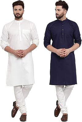 Kurta pajamas in cotton for men (lot of 2 kurtas).. DIAYTAR NIGERIA: Where shopping is easy, prices are low, and delivery is just days away.