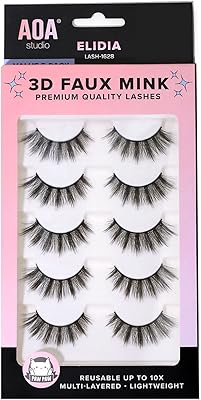 AOA Studio 3D False eyelashes 5 pairs of natural eyelashes made by hand reusable natural volume soft Makeup False eyelashes 100 percent Hand facts without cruelty (Elidia).. Shop the future with DIAYTAR NIGERIA - thousands of products, unbeatable prices, delivery within a week.