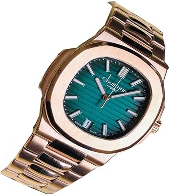Sherman stainless steel watch for men (green dial, pink gold).. DIAYTAR NIGERIA delivers more than products - we deliver affordable shopping satisfaction nationwide.