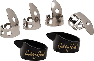 Set of mediators for guitar thumb and national finger NP1-7B in stainless steel, black, medium.. DIAYTAR NIGERIA delivers what you want at prices you'll love, all within 5-8 days nationwide.