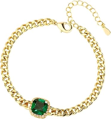 Green square chain bracelets for women and girls, Delicate adjustable dinner bracelets gold plated with cubic zirconies, gift jewelry for women and girls.. Big selection, small prices — shop now on DIAYTAR Nigeria.