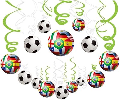 Set of football swirls to hang Qatar 2022 with flags for birthdays of boys and world cup holidays, 30 pieces.. DIAYTAR NIGERIA: Where every purchase is affordable and delivery is always within a week.