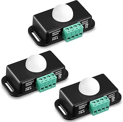 Package of 3 LED infrared moving detectors C with 12 V Adjustable PIR Sensor 24 with integrated sensors for flexible light strip.. DIAYTAR NIGERIA delivers what you want at prices you'll love, all within 5-8 days nationwide.