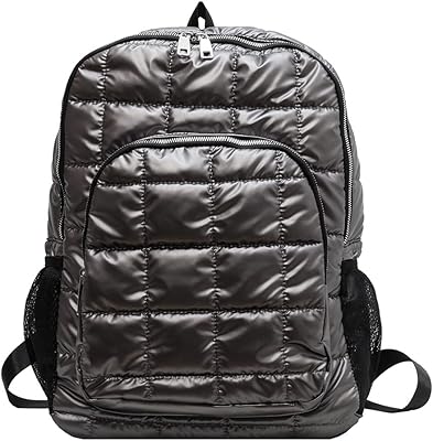 School backpack padded in cotton, quilted female backpack, diamond pattern, zipper, waterproof for winter travel buyers.. DIAYTAR NIGERIA: Your trusted marketplace that combines variety, affordability and reliable shipping.