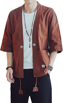 Doslavida Manteau For Men Kimono relaxed in cotton and linen open on the front.. DIAYTAR NIGERIA: Where every Nigerian finds affordable products delivered within the week.