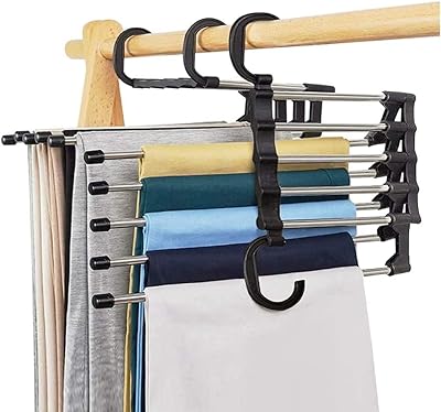 Folding 5 in 1, multilayer, versatile, for wardrobe, space saving, foldable magic hanger.. Shop the future with DIAYTAR NIGERIA - thousands of products, unbeatable prices, delivery within a week.