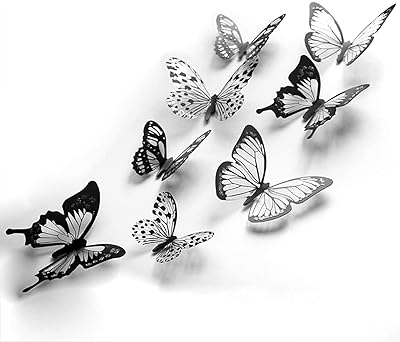 Butterfly wall stickers 72 3D stickers in black and white crystal.. Forget the long lines — DIAYTAR Nigeria is always open for shopping.