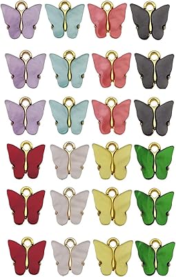 24pcs new small butterfly charm with acrylic gold for jewelry manufacturing.. DIAYTAR NIGERIA brings the marketplace home to you with affordable prices and delivery in 5-8 days.