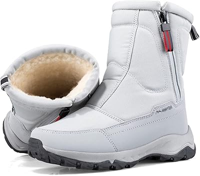 Flat snow boots for women, 4 cm thick, waterproof, non -slip, thick thermal lining, boots of snow for women, outdoor hikes, walking, ski, light gray, size 38.. Get your essentials without leaving home — thanks to DIAYTAR Nigeria.