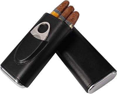 Cigarette case Amansi Classic in black leather, 3 fingers with cedar wood lining, silver, stainless steel cigarette cut.. Your complete shopping solution, DIAYTAR NIGERIA offers extensive variety with budget-friendly delivery.