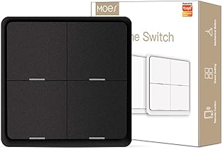 MOES 4 gangs wireless zigbee 12 Mechanical button button Mechanical button powered by battery switch of intelligent home automation for intelligent tuya devices, requires the tuya zigbee gateway, black.. Shop confidently with DIAYTAR NIGERIA, offering affordable prices and reliable delivery within a week.