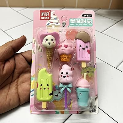Shoppers - World of Erasers for Kids - Set of children's ice cream, school stationery, party gifts for girls and boys (6 pieces).. DIAYTAR NIGERIA: Making quality products accessible to all Nigerians at affordable prices.