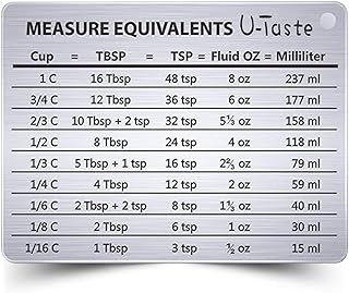 Professional Magnetic Conversion Table U-Taste for 18/8 stainless steel refrigerator, conversion for cups, tablespoons, teaspoons, liquid ounces and milliliters.. Spend less, get more — that’s the DIAYTAR Nigeria promise.