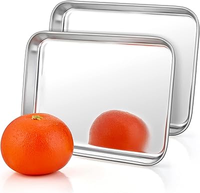 Small oven plate, batch of 2, Haware cookie in stainless steel for cooking/cooking/service, 26.5 x 20.4 x 2.5 cm, healthy and non-toxic, mirror and anti-rust finish, easy to clean and dishwasher pass.. No more overpriced stores — DIAYTAR Nigeria brings the best to your door.