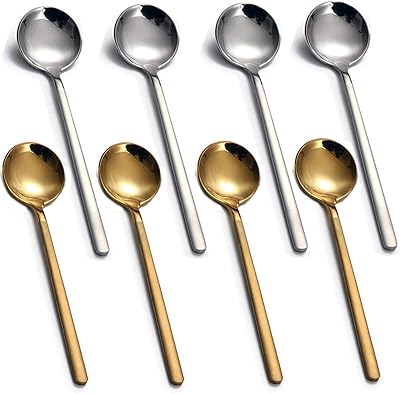 Amzoya 8 pieces of teaspoon tea -stainless stainless steel spoon espresso with frosted handle for coffee, sugar, soup, ice cream, dessert, cake (two colors).. DIAYTAR NIGERIA: Bringing affordable shopping solutions with a diverse product catalog delivered nationwide.
