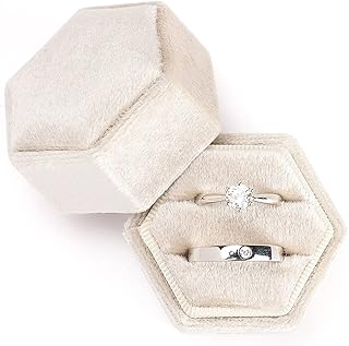 Etercycle Luxury jewelry rings box, magnificent luxury classic gift box with hexagonal design with removable lid for engagement and wedding festival (beige).. DIAYTAR NIGERIA: Where every Nigerian finds what they need at prices they can afford, delivered promptly.