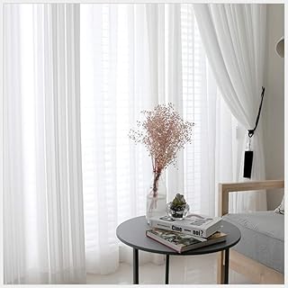 Modern curtains in white silk and tulle muslin, veil window curtains for living room, bedroom, curtain superior to eyelets, 300 x 250 cm.. Your complete shopping companion, DIAYTAR NIGERIA offers extensive selection delivered within the week.