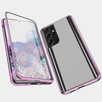 Samsung Galaxy S21 Ultra Magnetic Samsung shell adsorption 360 degree Metal Protection Bumper frame + rear and front transparent wet glass one piece design flip cover box, light purple.. Shop from our extensive catalog at DIAYTAR NIGERIA and enjoy doorstep delivery in just 5-8 days.
