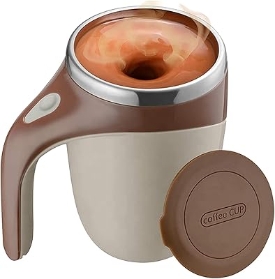 Electric coffee mug with automatic stirring showway with cover, electric coffee mug with automatic stainless steel stainless steel for coffee, milk, cocoa, hot chocolate 380 ml.. Shop from our extensive catalog at DIAYTAR NIGERIA and enjoy doorstep delivery in just 5-8 days.