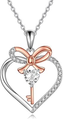 Heart key collar for women in silver sterling 925, key pendant with love knot, collar for girls, sister, jewelry, birthday gifts.. From fashion trends to home essentials — find it on DIAYTAR Nigeria.