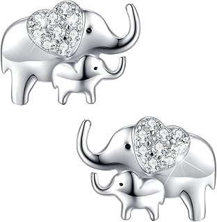 Elephant earrings for girl and woman, earrings in Sterling 925 silver, Christmas birthday gifts for mother and girl.. Shop easy, pay less, get it fast — with DIAYTAR Nigeria.