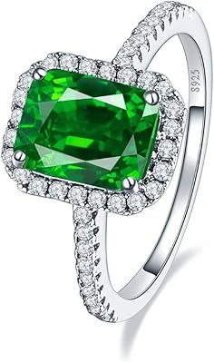 Bonlavi Woman 3.6 carats 8x6mm Simulated emerald silver ring, 925 Cubic zirconic silver ring size 5-10, Sterling silver, synthetic emerald.. Shopping made simple with DIAYTAR NIGERIA's vast selection and budget-friendly nationwide delivery.