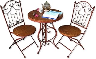 Set of folding metal bistro round table chairs, 3 -room garden furniture, weather -resistant tables and chairs, folding benches in solid wood, set of porch seats.. DIAYTAR NIGERIA puts thousands of products at your fingertips with affordable prices and delivery within a week.