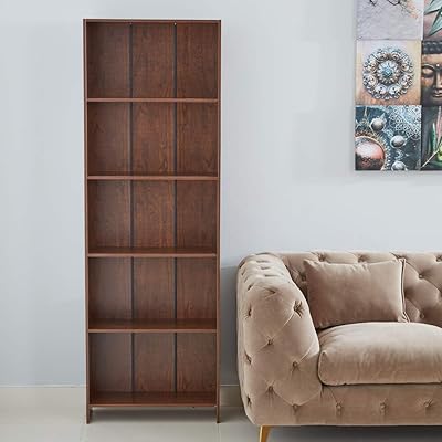 Home Box Agata Library with 5 shelves, clear walnut - 60 x 24.4 x 180 cm.. Shop with purpose at DIAYTAR NIGERIA, where diverse selection meets budget-friendly nationwide delivery.