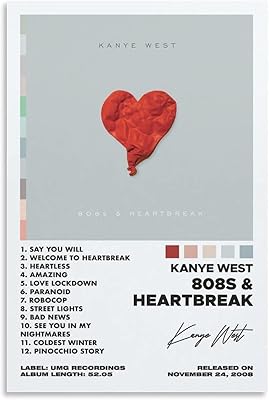Kanye West poster - Heartbreak 808S, album cover, aesthetic poster on canvas, bedroom decoration, 40 x 60 cm, 40 x 60 cm.. Shop with purpose at DIAYTAR NIGERIA, where your money goes further and delivery is always prompt.