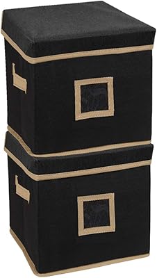 Vouch square storage box, foldable organizer with lid, storage box, plain, large size (35 x 35 x 35 cm) - Lot of 2, black.. Discover shopping made simple with DIAYTAR NIGERIA's comprehensive platform and nationwide delivery service.