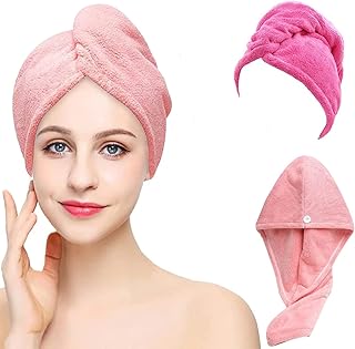 Sky Touch hair drying towel, 2 2, fast -absorbing microfiber hair drying cap with elastic loop and button closure, wrapped towel for wet hair with fast drying for women (pink and red rose).. Experience the ultimate in shopping convenience with DIAYTAR NIGERIA's vast catalog and 5-8 day delivery.