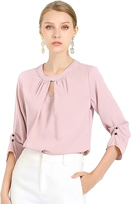 Allegra k muslin blouse with pleated frills on the front sleeves 3-4 for women.. DIAYTAR NIGERIA connects you with endless possibilities through our affordable e-commerce platform.