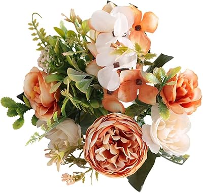 Artificial flowers, bouquet of peonies and hydrangeas in artificial silk, pink fall flowers, wedding bouquets, wedding house decorations, silk flowers (orange).. Make shopping fun and stress-free with DIAYTAR Nigeria.