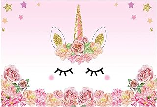 Pefsinol A 5x3 -foot unicorn photography background for birthday party, watercolor flowers, cute stars, smiling face, prenatal party, unicorn head for girls, beautiful pink.. DIAYTAR NIGERIA revolutionizes access to quality products with affordable prices and dependable shipping.