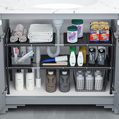 Extendable kitchen support under the sink, cupboard organizer with removable panels for storage of the kitchen and the bathroom.. DIAYTAR NIGERIA connects you with endless possibilities through our affordable e-commerce platform.