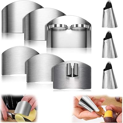 Goodrun Set of 9 Doigts protective to chop, adjustable and secure stainless steel protector, anti-cutting-up protectors, kitchen tool for chopping and cut into dice.. Discover endless possibilities with DIAYTAR NIGERIA's vast e-commerce selection and budget-friendly delivery.