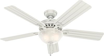 HUNTER FAN COMPANY, BEACHCOMBER 53122 Inner/outdoor white ceiling fan with LED lighting kit and traction chain.. DIAYTAR NIGERIA: Where smart shoppers find everything they need at prices they can afford.
