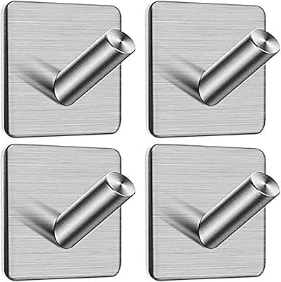Stick -steel stainless steel wall hooks, set of kitchen and bathroom accessories (B -4 rooms - inclined hook).. Your everyday shopping solution, DIAYTAR NIGERIA offers variety and value delivered within 8 days.