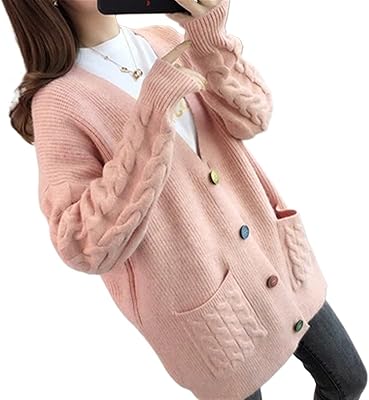 Zalhin Women Ladies Ladies Fall Sweater Elegant Ladies Elegant Simple Bouting Elegant Pocket Cardigan Pocket (Color: Rose, Size: 4xl (77-80kg)))).. DIAYTAR NIGERIA: Where every shopping need is met with affordable prices and timely delivery.