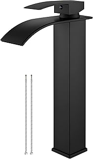 Eruida matt black bathroom sink faucet, large waterfall, monotrou mixer mounting on deck with large rectangular tap for bathroom sink.. Discover the convenience of DIAYTAR NIGERIA's vast product range delivered affordably in 5-8 days.