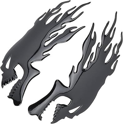 Motorcycle fuel tank sticker, 2 pieces of motorcycle fuel tank sticker with a 3D flame skull design to decorate all kinds of motorcycles (black).. Shop without limits at DIAYTAR NIGERIA and receive your purchases at budget prices within the week.