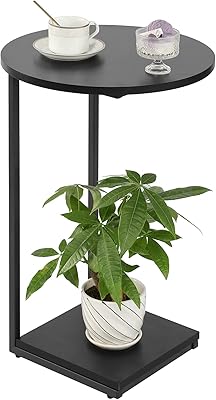 GYCZYCX Round cup table in the shape of a C, auxiliary table for sofa, bed, living room (black), 15p x 15l x 23 "h.. DIAYTAR NIGERIA: Where shopping dreams become reality with affordable prices and prompt shipping.