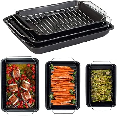 Set of Eversot roasting stoves with roast grid, non -stick coating, sheet metal kitchen drums to roast with non -stick gate (3).. DIAYTAR NIGERIA: Your one-stop e-commerce destination with affordable prices and nationwide delivery in 5-8 days.