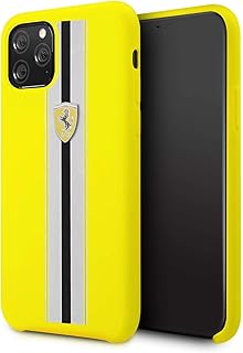 Rigid silicone shell with Ferrari logo - on track - for iPhone 11 pro - yellow.. Experience shopping without compromise at DIAYTAR NIGERIA, with vast selection and quick delivery.