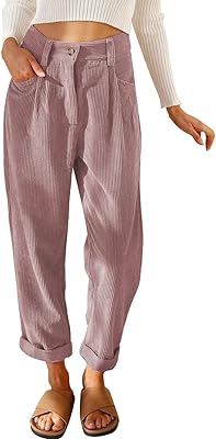 Ribbed velvet pants for women, high waist relaxed pants, straight leg, loose and comfortable with pockets, a pink, 16.. DIAYTAR NIGERIA combines extensive product options with budget-friendly prices, delivered in 5-8 days.