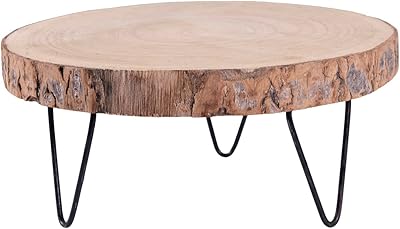 Paulownia wood base with metal legs, 11 inch, natural wood color, creative co-op.. DIAYTAR NIGERIA: Empowering Nigerians with access to affordable products delivered within 8 days.
