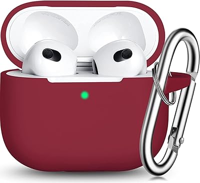 Airpods 3 shell with nice soft silicone keychain shock resistant compatible with Apple AirPods 3rd generation for women, men, girls and boys (LED lighting visible at the front) Red Bordeaux.. Discover why DIAYTAR NIGERIA is the smart shopper's choice for affordable products delivered nationwide.