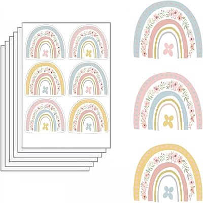 Alikdon mini wall stickers with rainbow flowers in vinyl.. DIAYTAR NIGERIA: Empowering Nigerians with access to affordable products and reliable 5-8 day delivery.